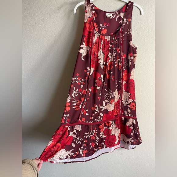 Anthropologie Tiny Floral Mini Tank Dress Red Size Small - Picture 2 of 5